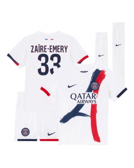 Billige Fotballdrakt Paris Saint-Germain Warren Zaire-Emery #33 Replika Bortedraktsett Barn 2025-26 Kortermet (med bukser)